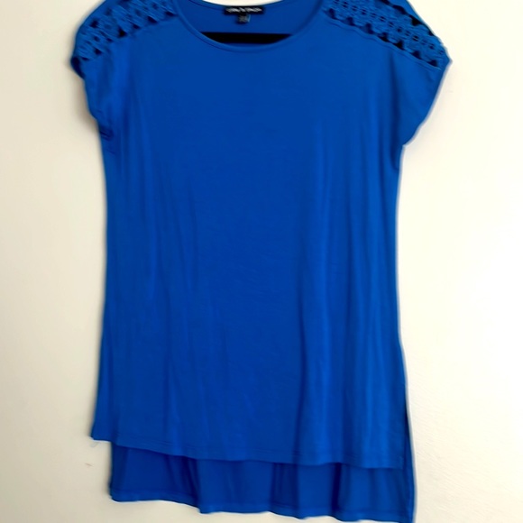 Cable & Gauge Tops Cable Gauge Royal Blue Top With Lace Inserts At